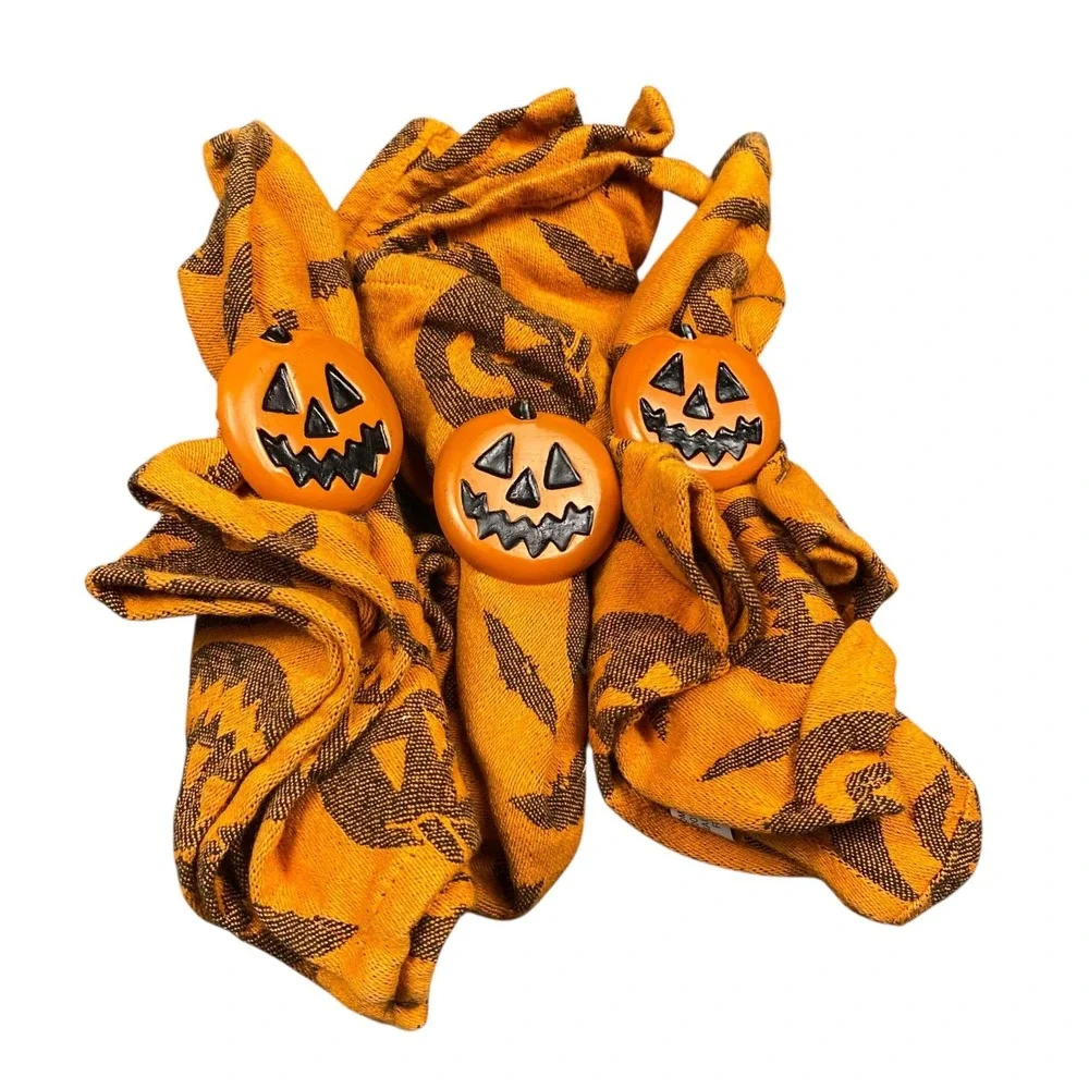 Avon Home Fashions Halloween‎ Napkin Rings & Napkins Orange Jack O Lanterns 689